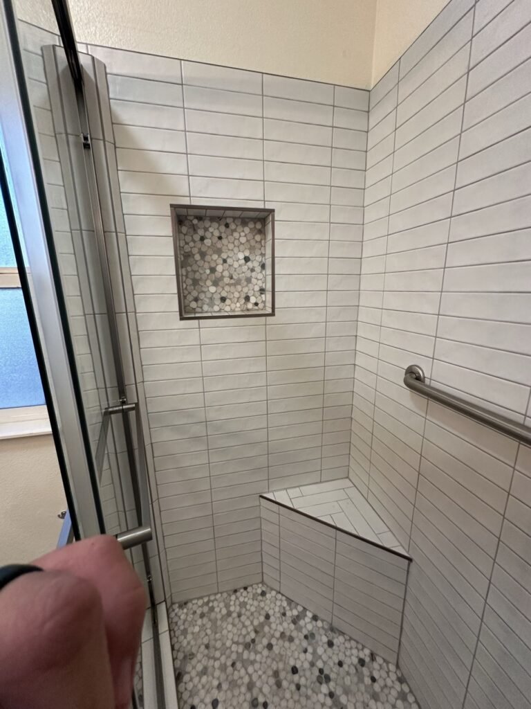 Accessible Shower Tile Bench Grab Bar