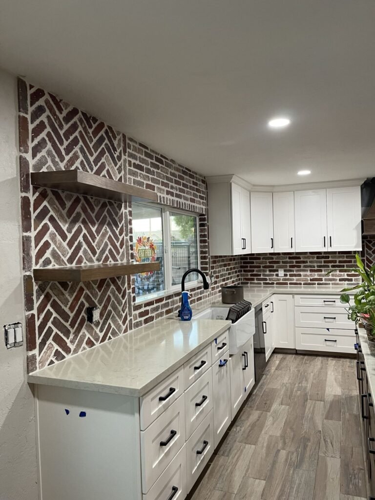 Kitchen Brick Backsplash Herringbone Panel